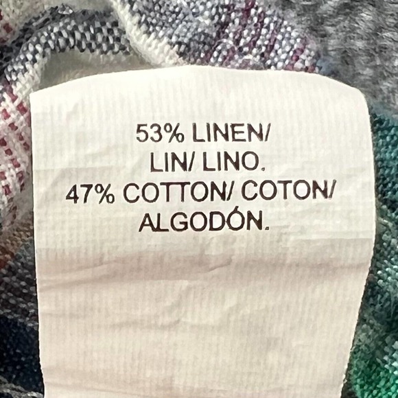 Lucky Brand Western Pearl Snap Button Shirt Mens XL Green Plaid Linen Blend - Picture 5 of 9